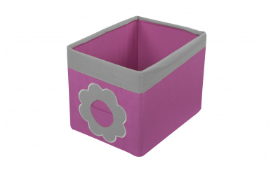 Textilný box do regálu kvietok - ružovo šedý