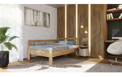 Manželská posteľ EKONOMY FREZIE, zábrana ľavá 160x200, buk cink