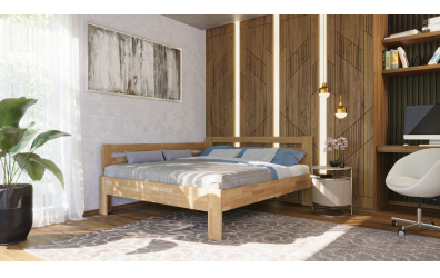 Manželská posteľ EKONOMY FREZIE, zábrana ľavá 180x200, buk cin