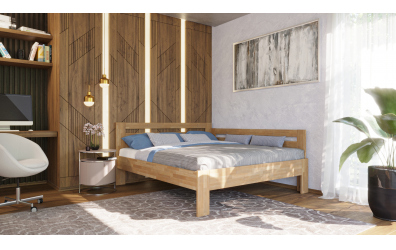 Manželská posteľ EKONOMY FREZIE, zábrana pravá 180x200, buk cink