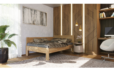 Manželská posteľ EKONOMY GERBERA, zábrana ľavá 140x200, buk cink