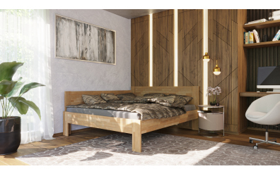 Maželská posteľ EKONOMY GERBERA, zábrana ľavá 180x200, buk cink
