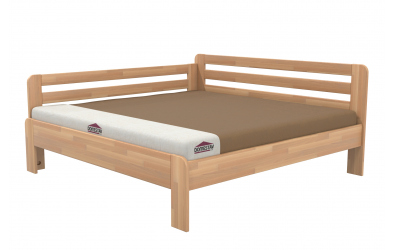 Manželská posteľ EKONOMY LEVANDULE, zábrana ľavá 200x200, buk cink