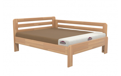 Manželská posteľ EKONOMY LEVANDULE, zábrana pravá 160x200, buk cink