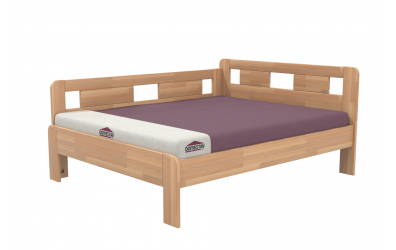 Manželská posteľ EKONOMY LILIE, zábrana ľavá 160x200, buk cink
