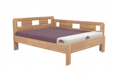 Manželská posteľ EKONOMY LILIE, zábrana pravá 160x200, buk cink