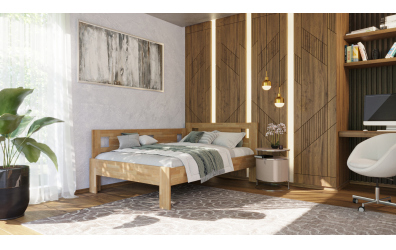 Manželská posteľ EKONOMY NARCIS, zábrana ľavá 140x200, buk cink