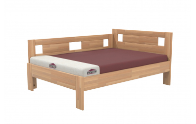 Manželská posteľ EKONOMY NARCIS, zábrana ľavá 140x200, buk cink