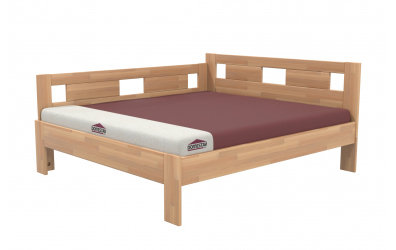Manželská posteľ EKONOMY NARCIS, zábrana ľavá 180x200, buk cink