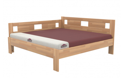 Manželská posteľ EKONOMY NARCIS, zábrana ľavá 200x200, buk cink