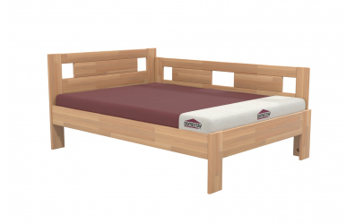 Manželská posteľ EKONOMY NARCIS, zábrana pravá 140x200, buk cink