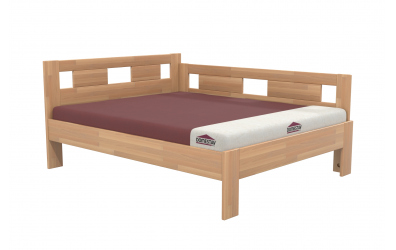 Manželská posteľ EKONOMY NARCIS, zábrana pravá 160x200, buk cink