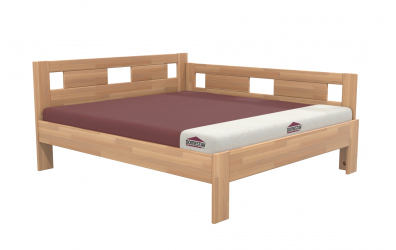 Manželská postel EKONOMY NARCIS, zábrana pravá 180x200, buk cink