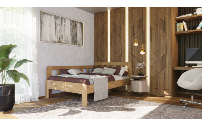 Manželská posteľ EKONOMY SLUNEČNICE, zábrana ľavá 140x200, buk cink