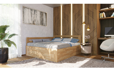 Manželská posteľ EKONOMY FREZIE BOX, zábrana ľavá 160x200, buk cink