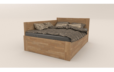 Manželská posteľ EKONOMY GERBERA BOX, zábrana ľavá 140x200, buk cink