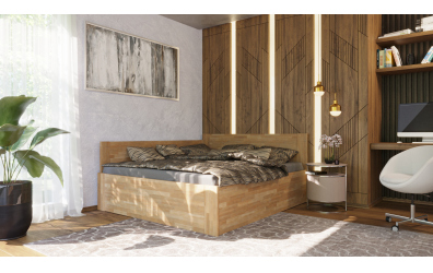 Manželská posteľ EKONOMY GERBERA BOX, zábrana ľavá 160x200, buk cink