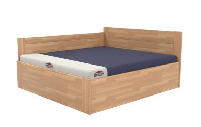 Manželská posteľ EKONOMY GERBERA BOX, zábrana ľavá 180x200, buk cink