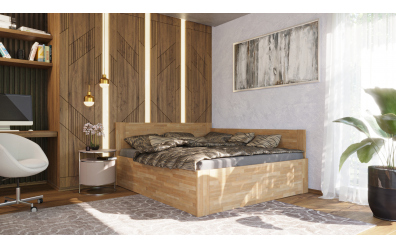 Manželská posteľ EKONOMY GERBERA BOX, zábrana pravá 160x200, buk cink
