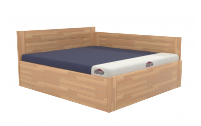 Manželská posteľ EKONOMY GERBERA BOX, zábrana pravá 180x200, buk cink