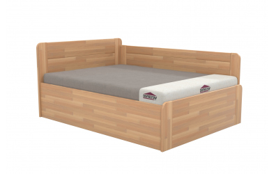 Manželská posteľ EKONOMY KONVALINKA BOX, zábrana pravá 140x200, buk cink