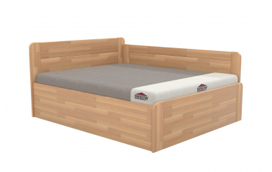 Manželská posteľ EKONOMY KONVALINKA BOX, zábrana pravá 160x200, buk cink