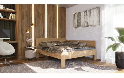 Manželská posteľ EKONOMY KONVALINKA BOX, zábrana pravá 180x200, buk cink