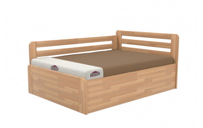 Manželská posteľ EKONOMY LEVANDULE BOX, zábrana ľavá 140x200, buk cink