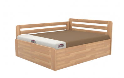 Manželská posteľ EKONOMY LEVANDULE BOX, zábrana ľavá 160x200, buk cink