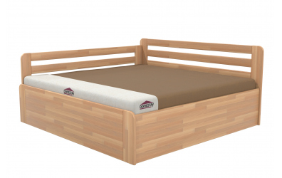 Manželská posteľ EKONOMY LEVANDULE BOX, zábrana ľavá 200x200, buk cink
