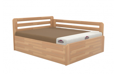 Manželská posteľ EKONOMY LEVANDULE BOX, zábrana pravá 160x200, buk cink