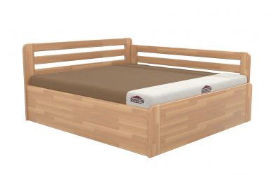 Manželská posteľ EKONOMY LEVANDULE BOX, zábrana pravá 180x200, buk cink