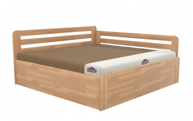 Manželská posteľ EKONOMY LEVANDULE BOX, zábrana pravá 200x200, buk cink