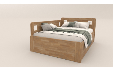 Manželská posteľ EKONOMY LILIE BOX,  zábrana ľavá 140x200,  buk cink