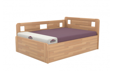 Manželská posteľ EKONOMY LILIE BOX,  zábrana ľavá 140x200,  buk cink