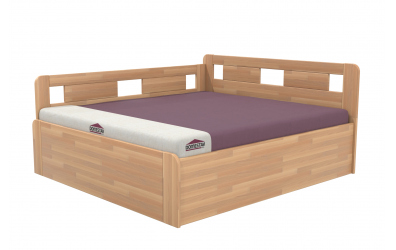 Manželská posteľ EKONOMY LILIE BOX,  zábrana ľavá 180x200,  buk cink