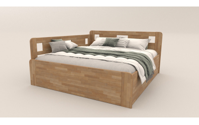 Manželská posteľ EKONOMY LILIE BOX,  zábrana ľavá 200x200,  buk cink