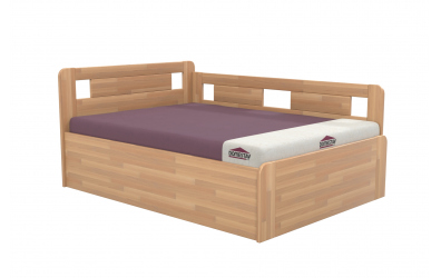 Manželská posteľ EKONOMY LILIE BOX,  zábrana pravá 140x200,  buk cink