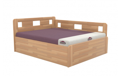 Manželská posteľ EKONOMY LILIE BOX,  zábrana pravá 160x200,  buk cink