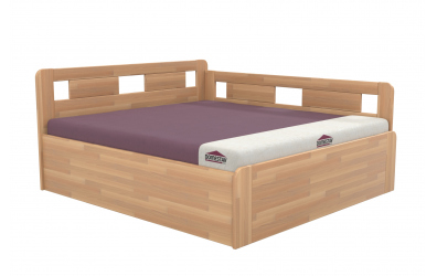 Manželská posteľ EKONOMY LILIE BOX,  zábrana pravá 180x200,  buk cink