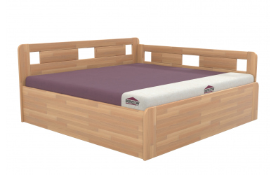 Manželská posteľ EKONOMY LILIE BOX,  zábrana pravá 200x200,  buk cink