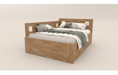 Manželská postel EKONOMY NARCIS BOX,  zábrana levá 140x200,  buk cink