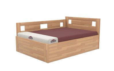 Manželská postel EKONOMY NARCIS BOX,  zábrana levá 140x200,  buk cink