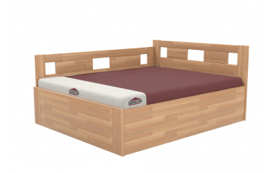 Manželská postel EKONOMY NARCIS BOX,  zábrana levá 160x200,  buk cink