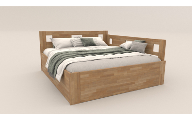Manželská postel EKONOMY NARCIS BOX,  zábrana pravá 180x200,  buk cink
