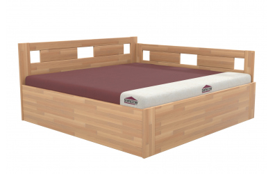 Manželská postel EKONOMY NARCIS BOX,  zábrana pravá 200x200,  buk cink