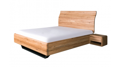 Manželská postel ARIA čelo esovité, kovová podnož, 180 cm, dub nature