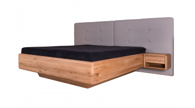 Manželská postel ARIA čelo čalouněné rozšířené, úložný prostor, 180 cm, dub nature