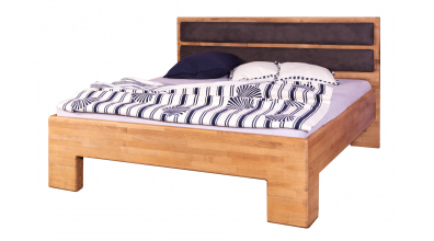 Manželská postel SOFIA čelo rovné s čalounením DUO, 160 cm, buk cink