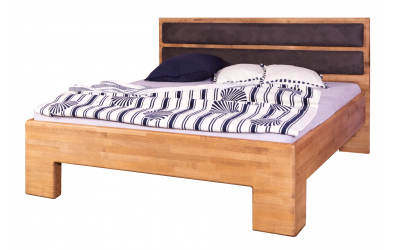 Manželská posteľ SOFIA čelo rovné s čalúnením DUO, 160 cm, buk cink